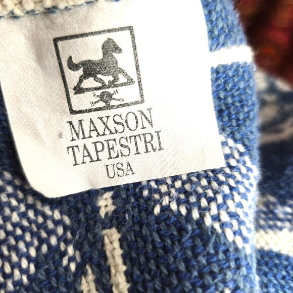 Vintage 70s Maxson Tapestri Oatmeal White Blue Woman Golf Tapestry Vest - Picture 7 of 7